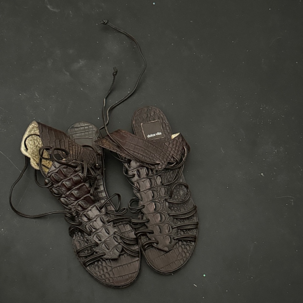 Dolce Vita Dark Brown Gladiator Sandals Real Leather